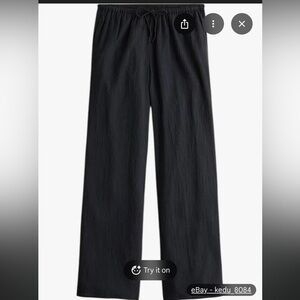 J. Crew Plus size XXl Black Cotton Gauze Drapey Wide-Leg Drawstring Beach Pants